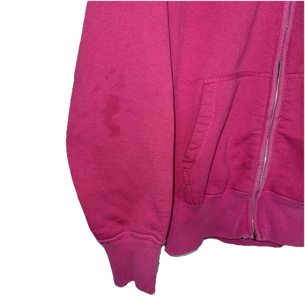 Abercrombie Fitch Pink Zip Hoodie Womens L Y2K Spellout Logo Distressed *Flaws - Picture 4 of 10